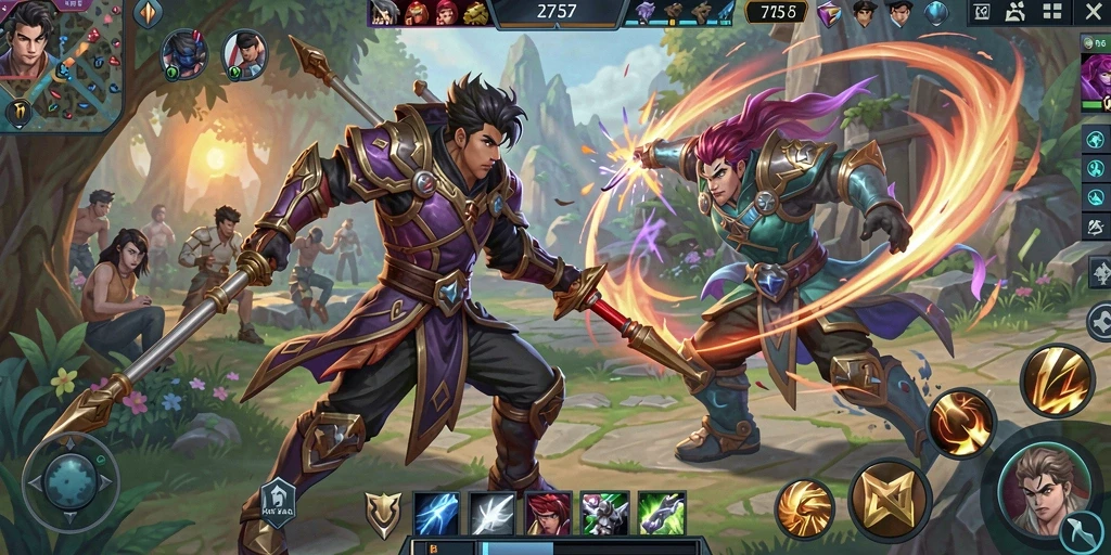 Tampilan gameplay seru di arena MOBA 2757.