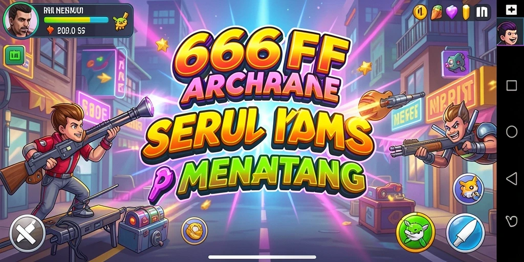 Tampilan gameplay dari permainan arcade 666FF yang menarik.
