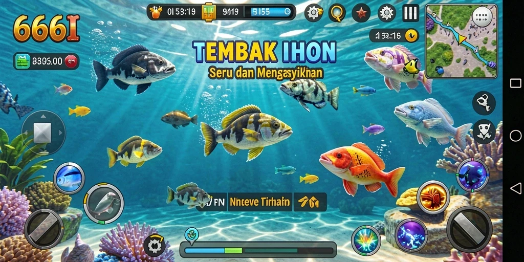 Gameplay seru Tembak Ikan di 666I dengan aksi menembak ikan.