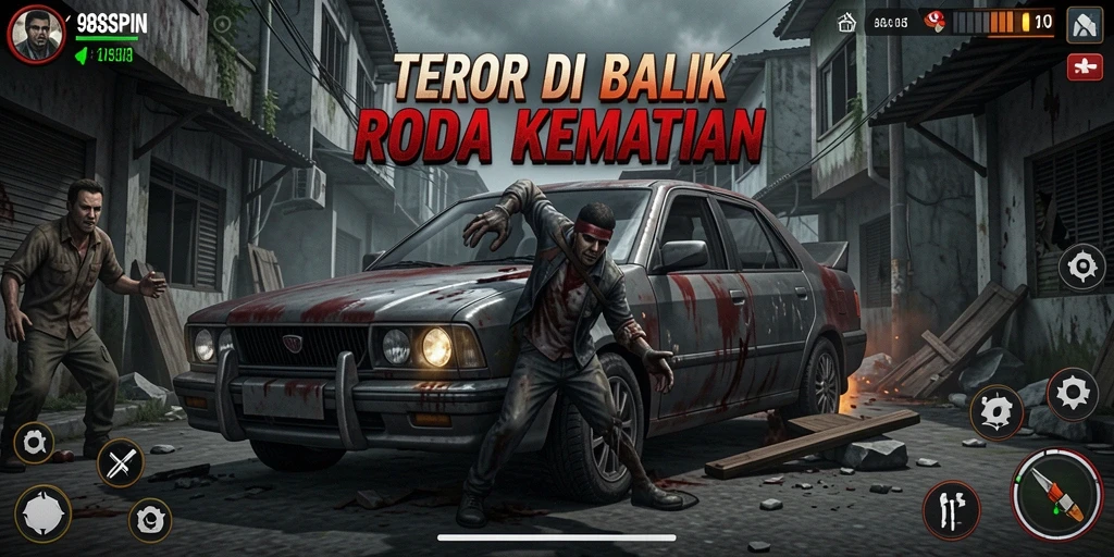 Screenshot gameplay <strong>98SPIN</strong> menampilkan suasana menyeramkan yang menegangkan.