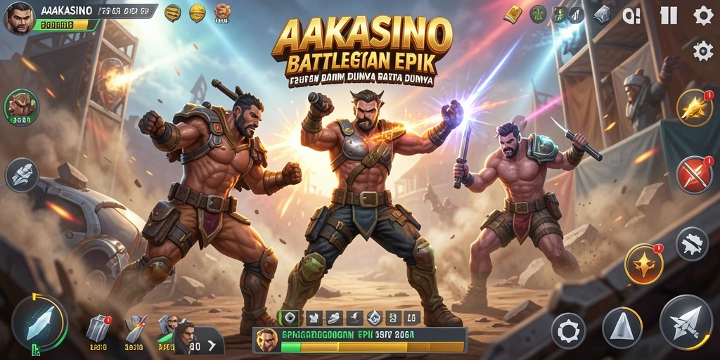 Gameplay mendebarkan dalam AAKASINO di arena Battle Royale.