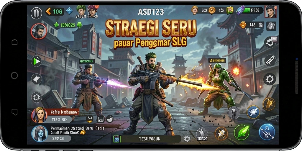 Tangkapan layar gameplay yang menampilkan pertarungan strategis di ASD123.