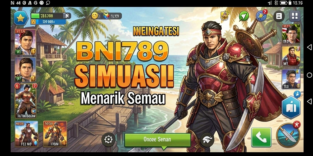 Tangkapan layar BNI789 menunjukkan pemain sedang melakukan aktivitas simulasi.