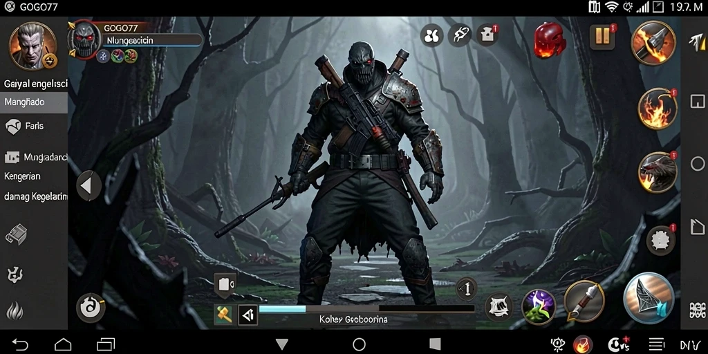 Screenshot GOGO77 menampilkan momen menegangkan saat menghadapi monster.