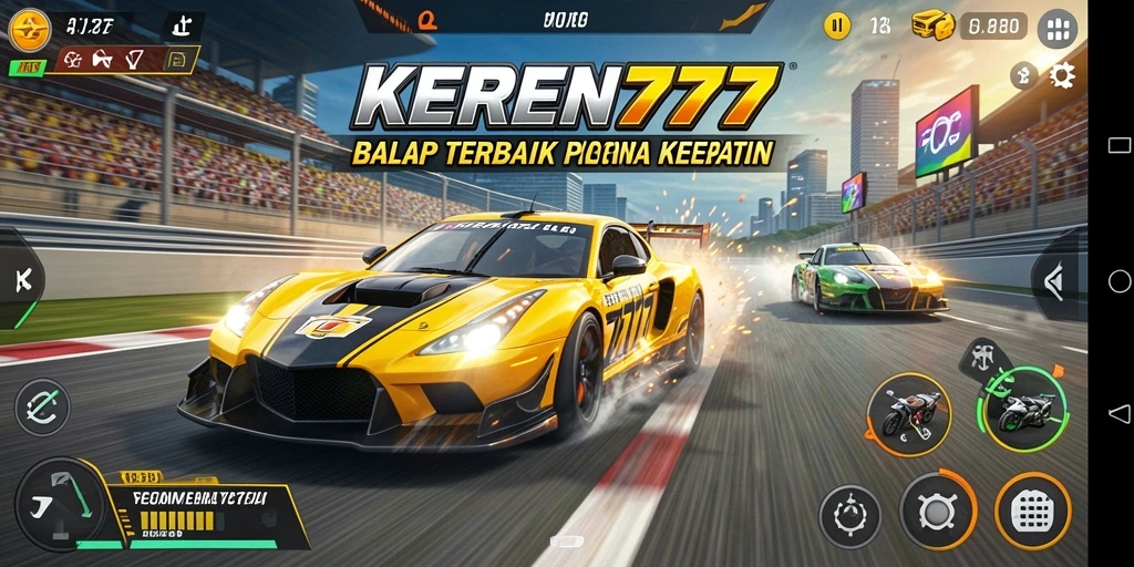 Tampilan menarik dari gameplay balap KEREN777 yang mendebarkan.