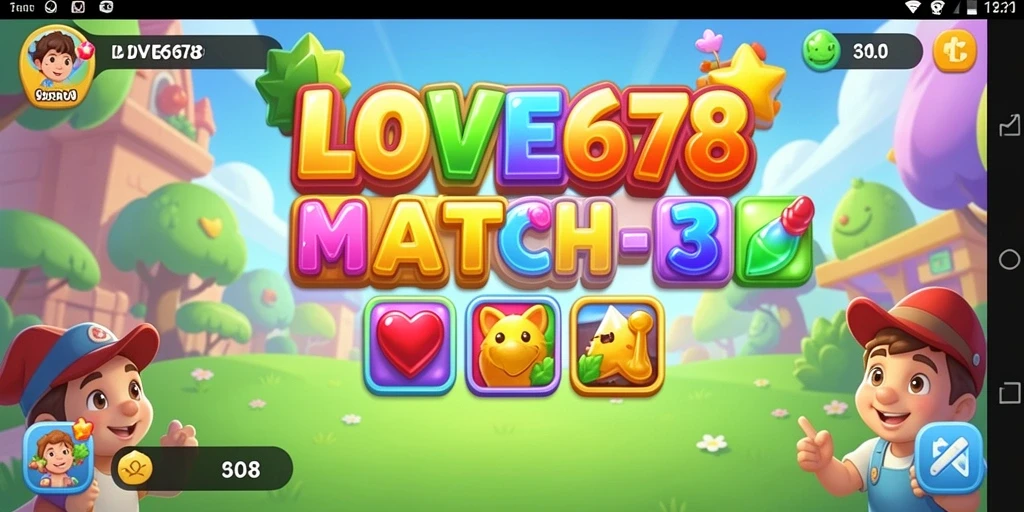 Tangkapan layar permainan LOVE678 menunjukkan aksi mencocokkan objek yang seru.