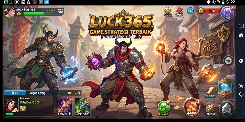Tampilan gameplay seru LUCK365 dengan strategi epik dan pertempuran.