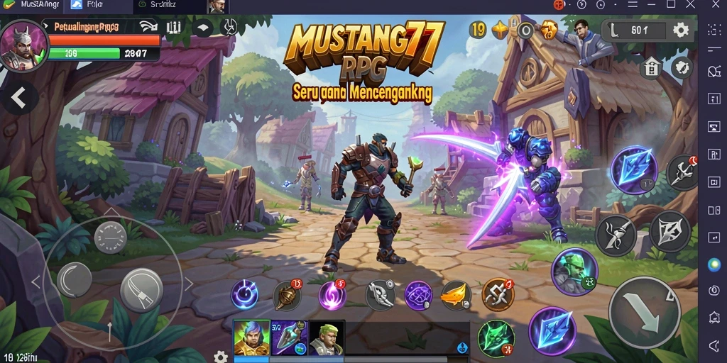Screenshot menampilkan aksi seru dalam game RPG MUSTANG77.