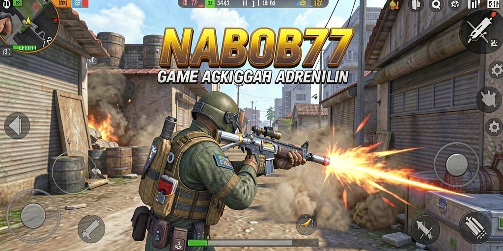 Screenshot menunjukkan intensitas pertarungan di NABOB77 dengan gameplay TPS yang seru.