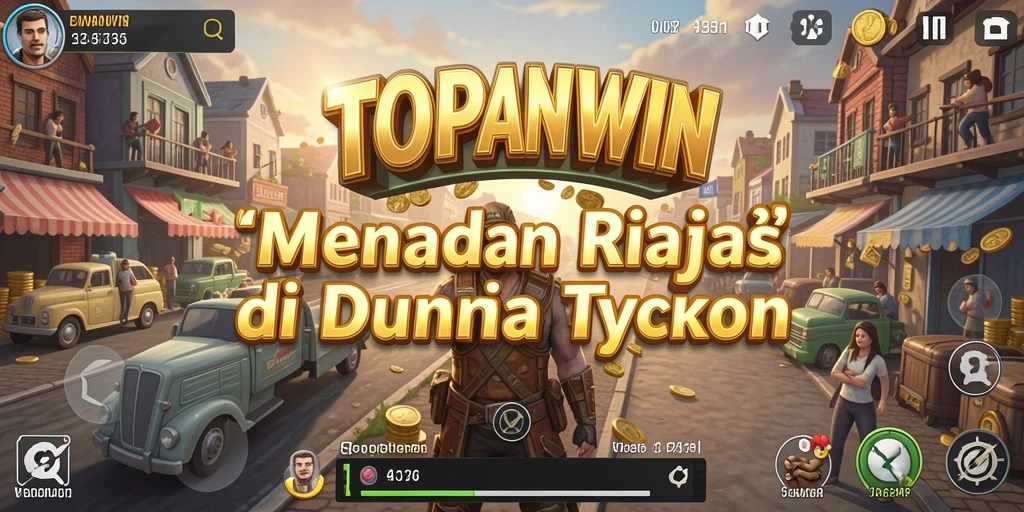 Screenshot utama <strong>TOPANWIN</strong> menampilkan aksi seru dalam membangun kerajaan bisnis.
